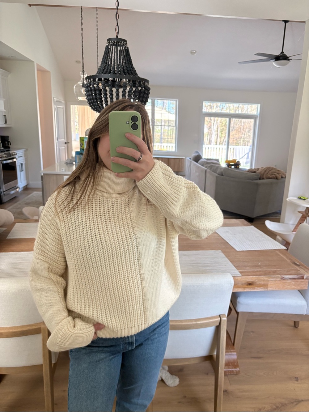 Topshop Cream Turtleneck Chunky Knit Sweater